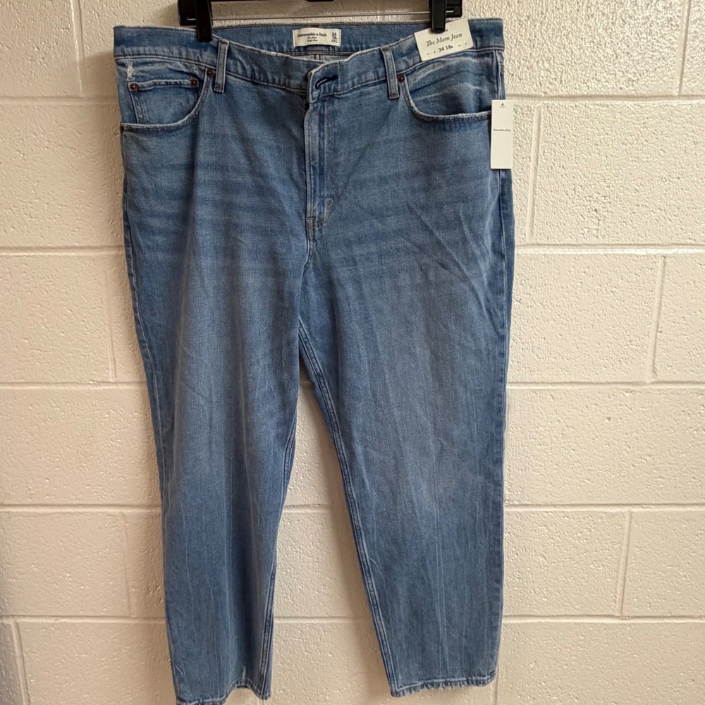 Abercrombie & Fitch Womens The Mom Jean High Rise Denim 34 18R Blue Medium Wash